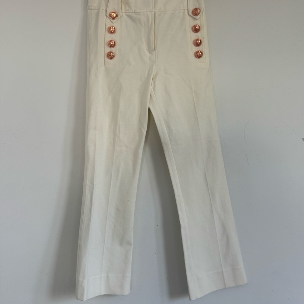 Cream Pants with Gold Buttons